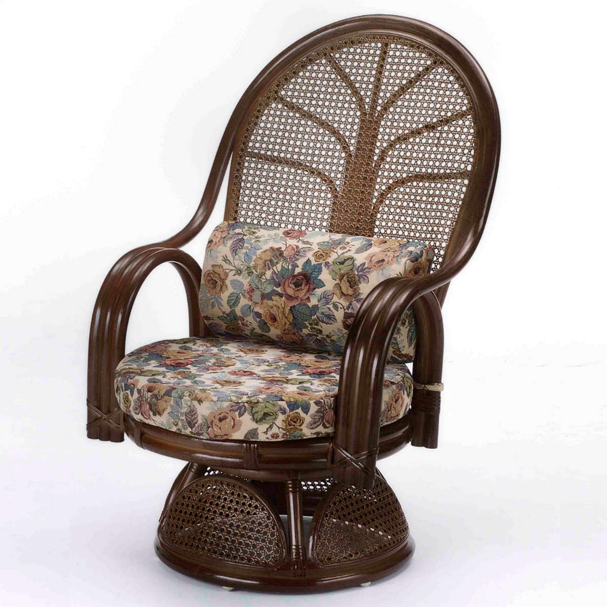 今枝商店 籐 ラウンドチェアー ハイタイプ 腰クッション付 座面高34cm