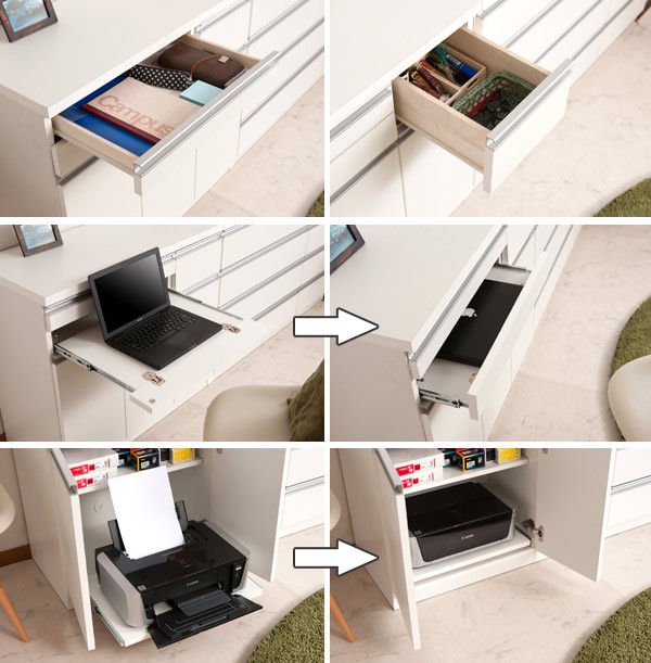 キャビネット パソコンデスク 収納棚 スタイシッリュ 約幅90cm （ PC