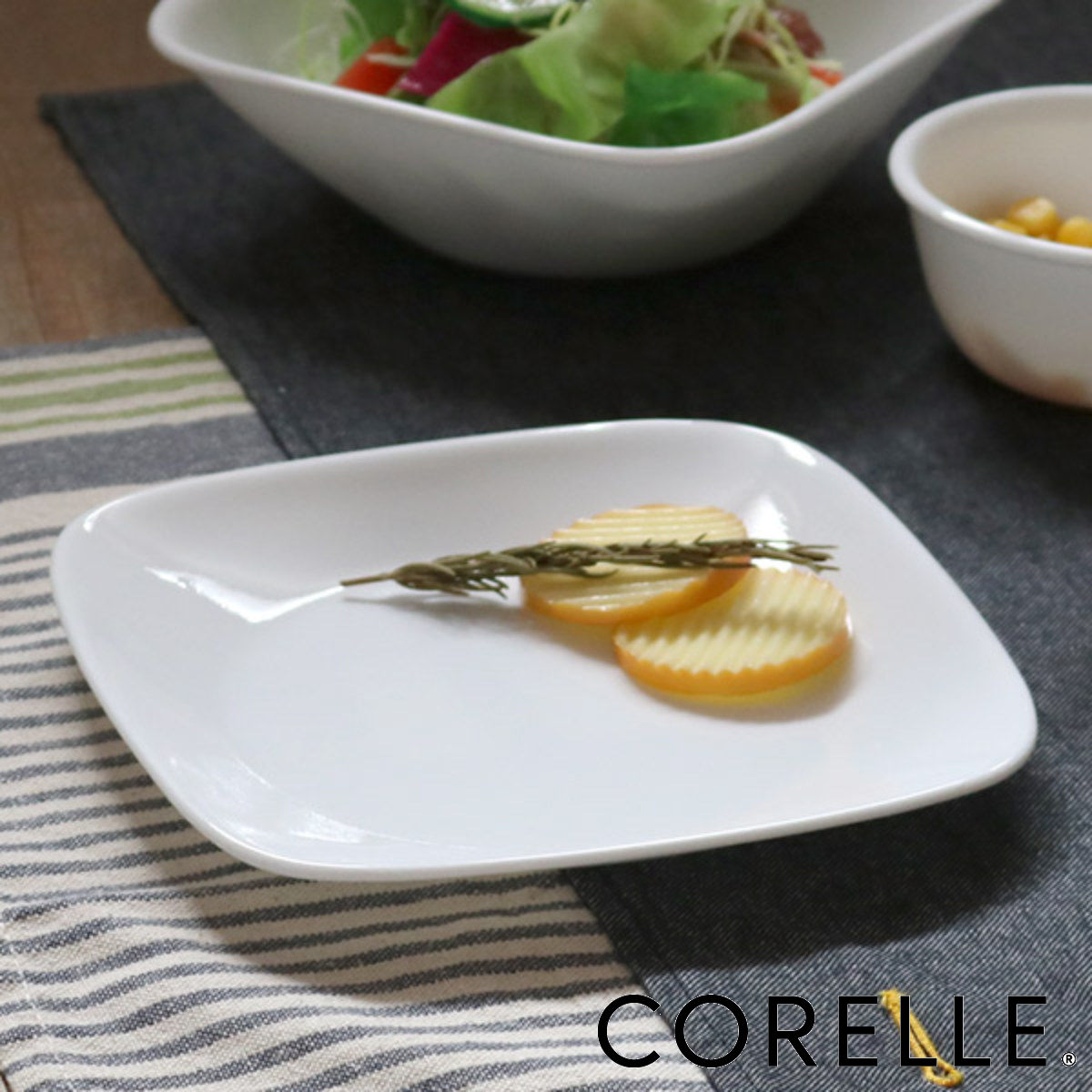 パール金属 プレート 17cm コレール CORELLE スクエア 白 食器 皿 角皿