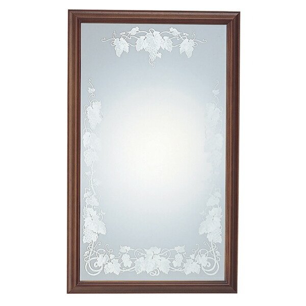 壁掛けミラー サンドブラスト加工 木製フレーム （ 鏡 ドレッサー 姿見