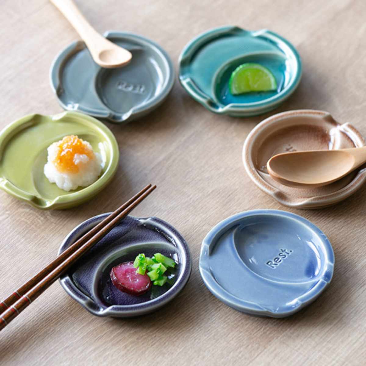 箸置き 小皿 8cm 箸休め くすみカラー 磁器 （ 食洗機対応 電子レンジ
