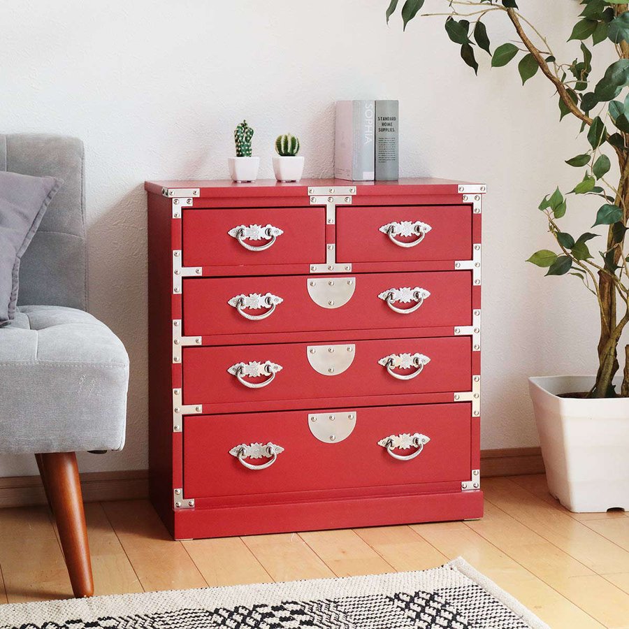 水屋 桐製 民芸調 和風キャビネット 朱雀 幅58cm （ サイドボード 収納