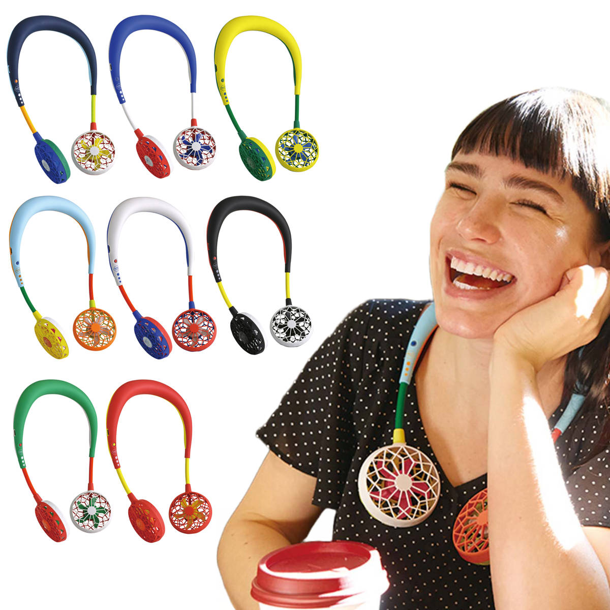 在庫処分特価）ネックファン 扇風機 首かけ ダブルファン 軽量 USB