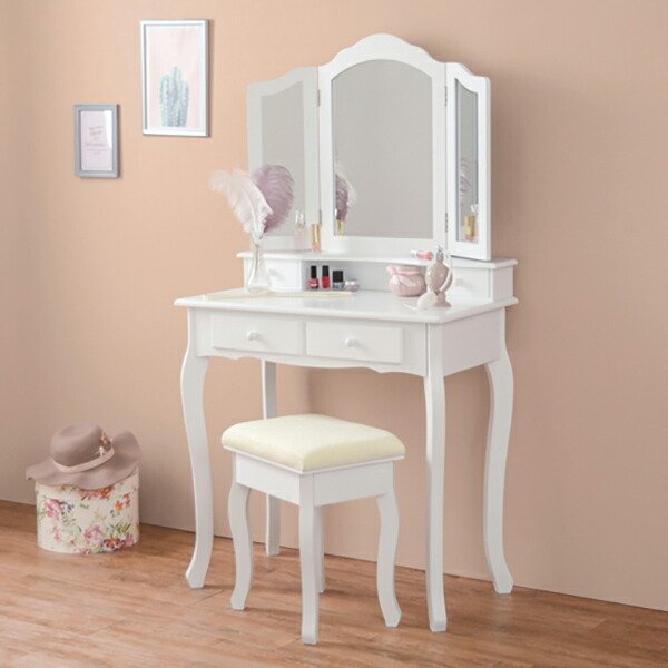 三面鏡ドレッサーセット スツール付き [8001] ドレッサー スツール