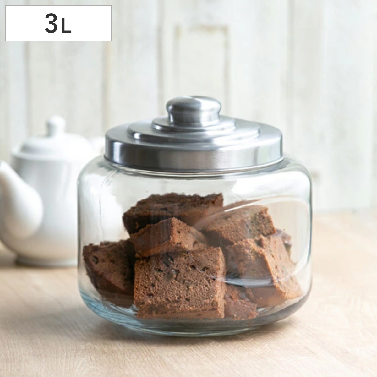 保存容器 3L クッキージャー ガラス ワイド （ キャニスター ガラス