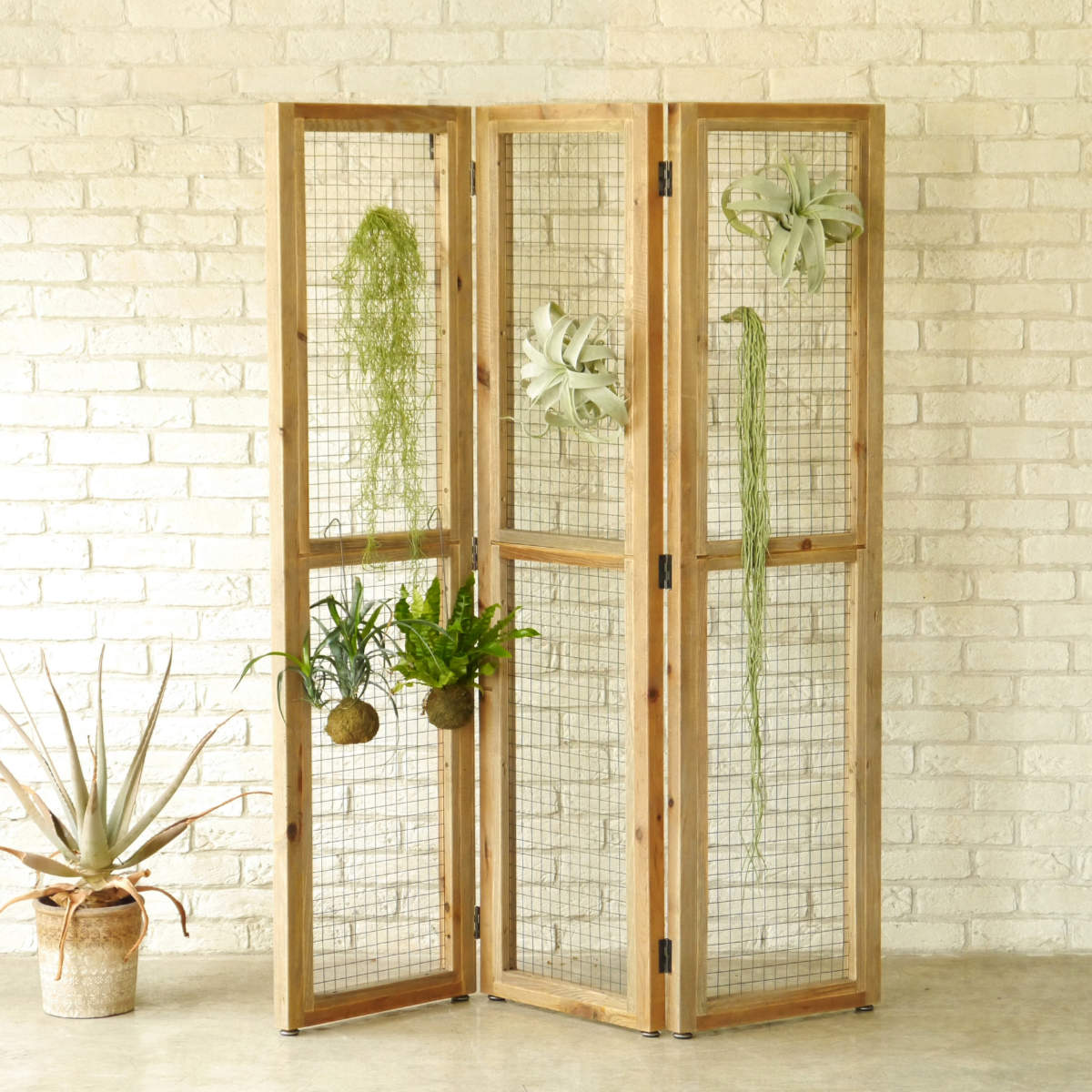 GART（ガルト） スクリーン 3連 高さ167cm 木製 スチール網 （ 衝立