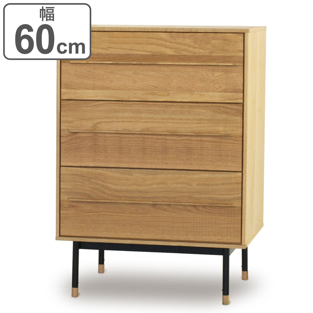 起立木工 サイドチェスト 3段 ヴィンテージ調 オーク無垢材 鋸目