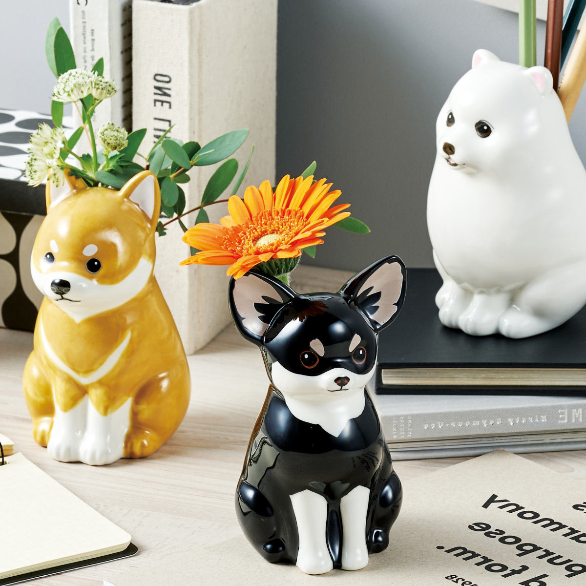 セトクラフト 花瓶 ペン立て フラワー&ペンスタンド 犬 （ 花ビン