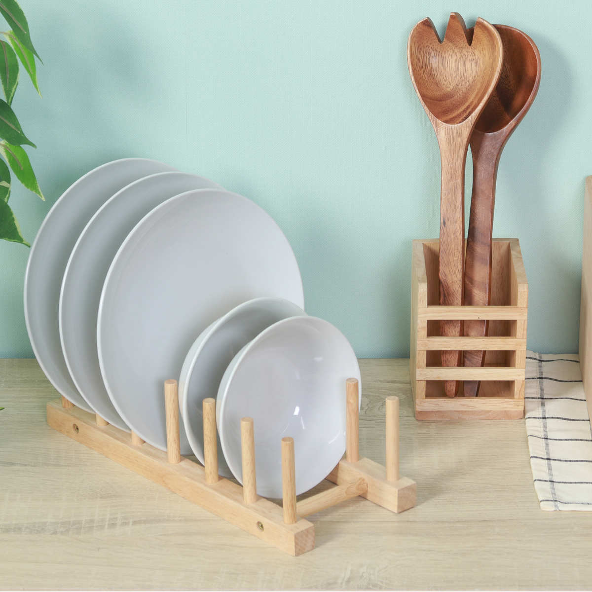 不二貿易（Fuji Boeki） ディッシュラック 木製 ディッシュスタンド