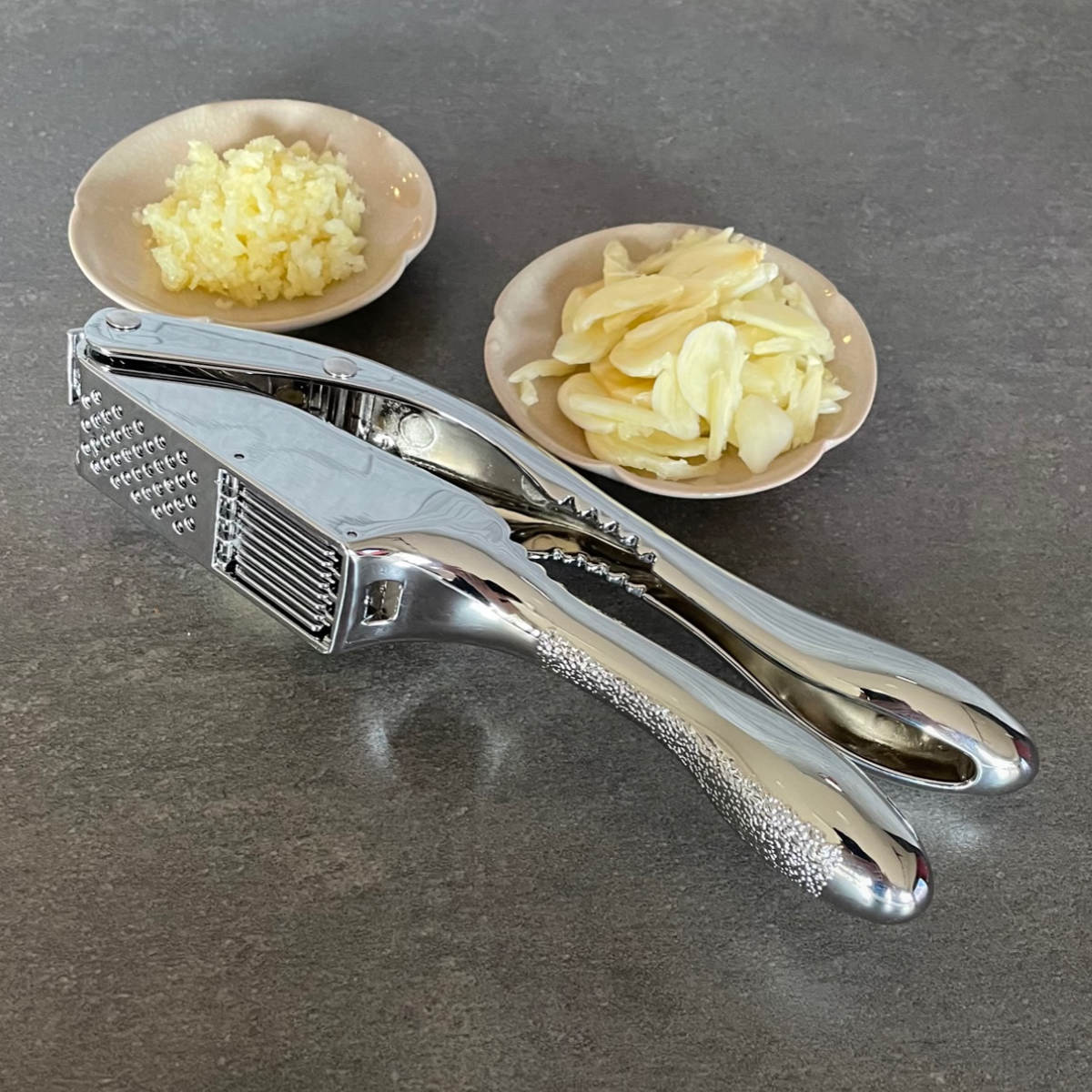 ニンニク生姜プレス＆スライサー Felio アルミ製 （ フェリオ にんにく