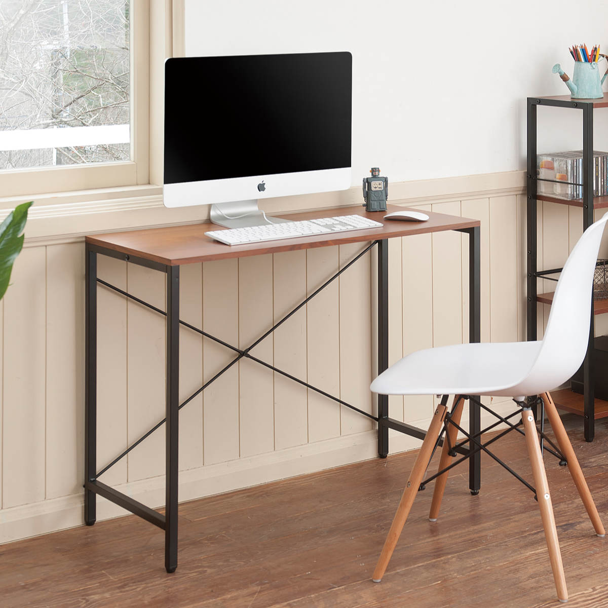 永井興産 デスク 幅85cm 木目調 スチール （ 机 パソコンデスク