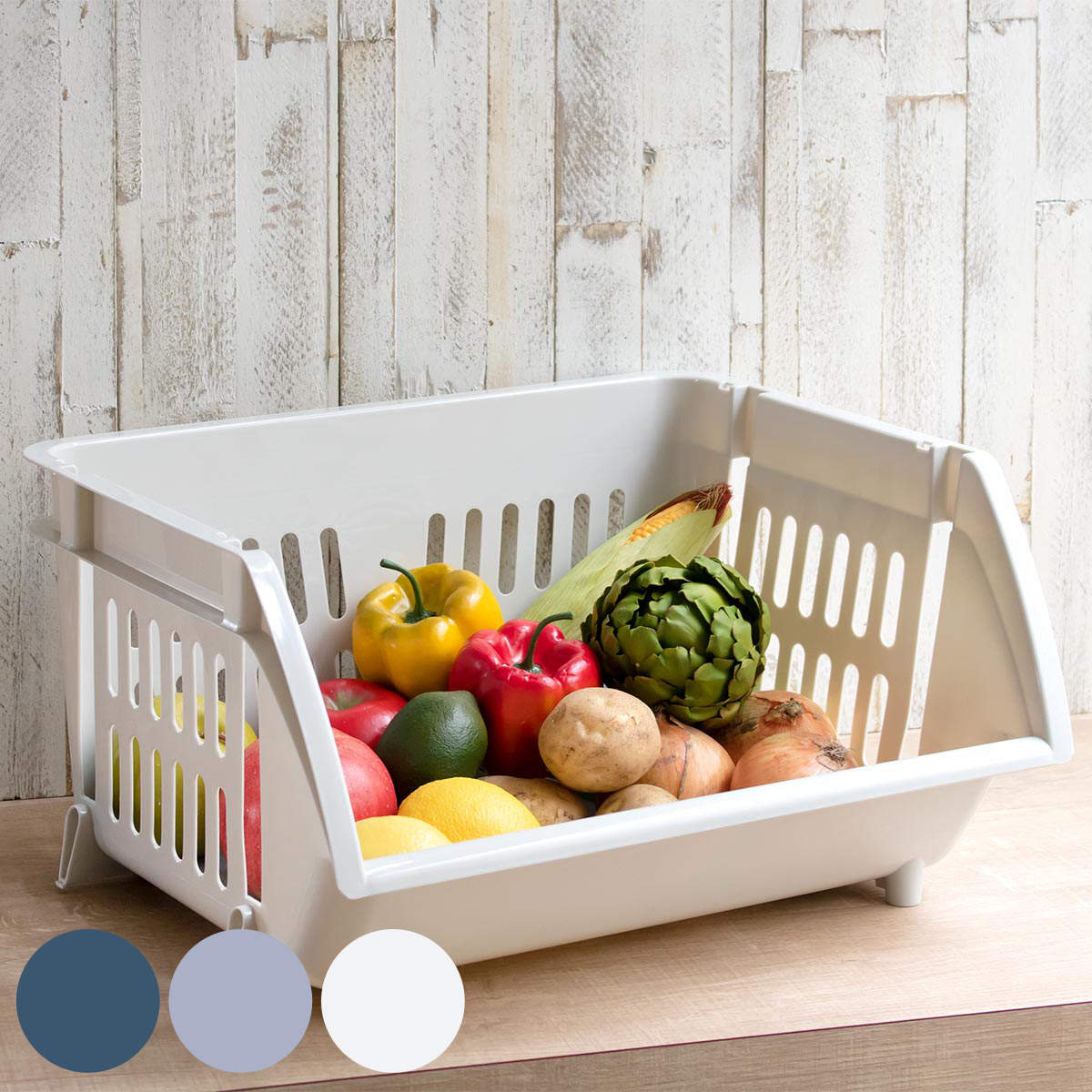 平和工業 収納バスケット 積み重ねバスケット （ バスケット 収納 幅44