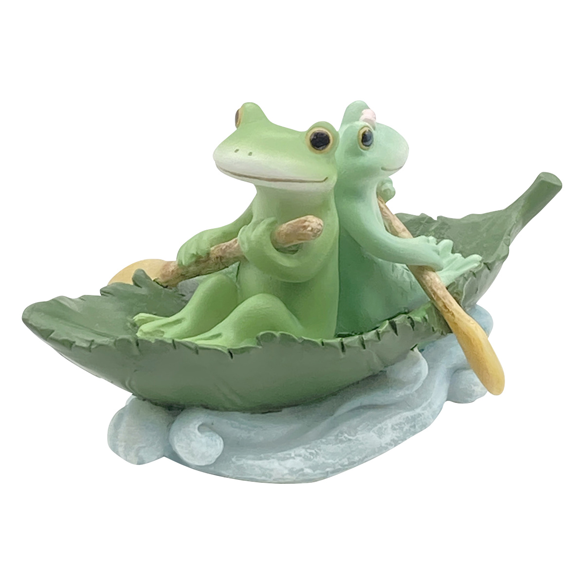 コポー 葉っぱボートに乗るカップル カエル 置物 （ Copeau 置き物