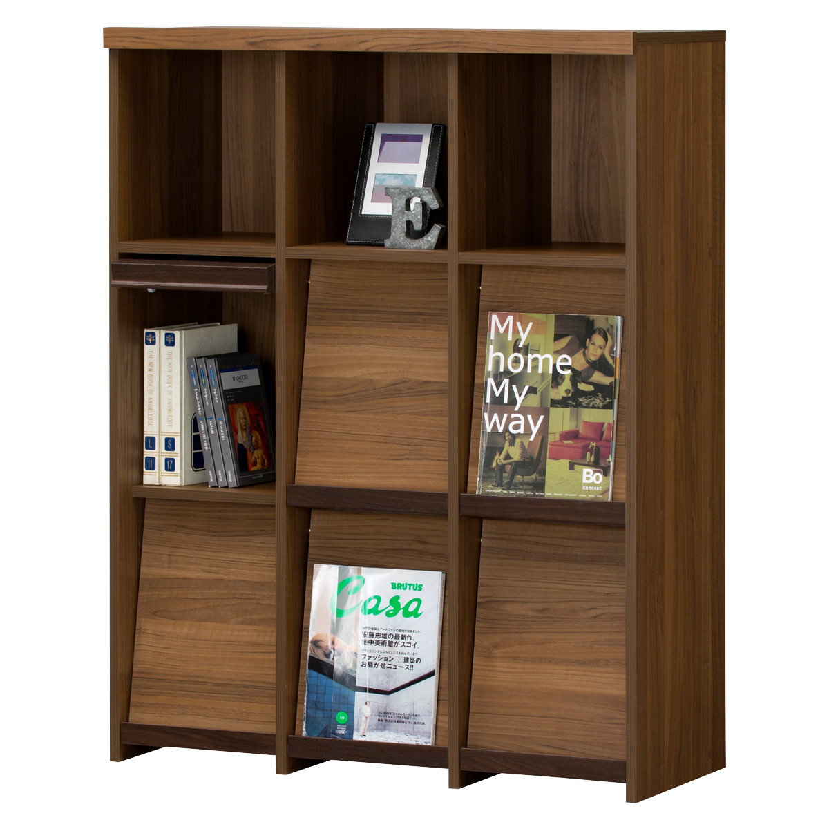 ディスプレイラック 幅94.7cm 3段 本棚 フラップ扉 セパルテック