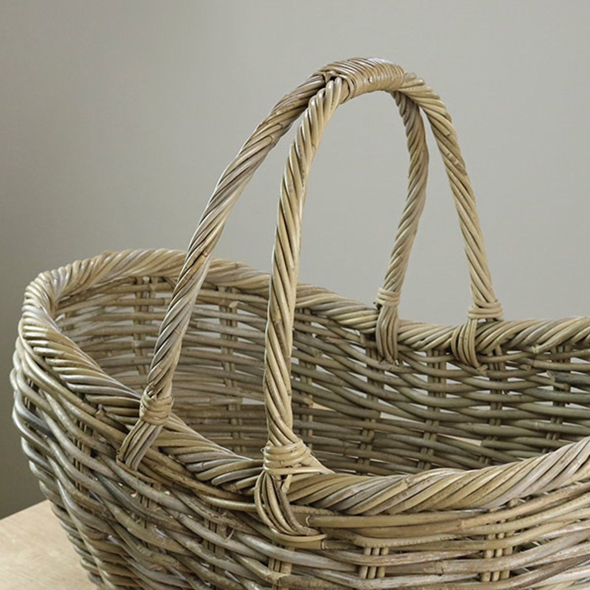 バスケット ラタン 幅61×奥行37×高さ48 持ち手付き かご 大きい