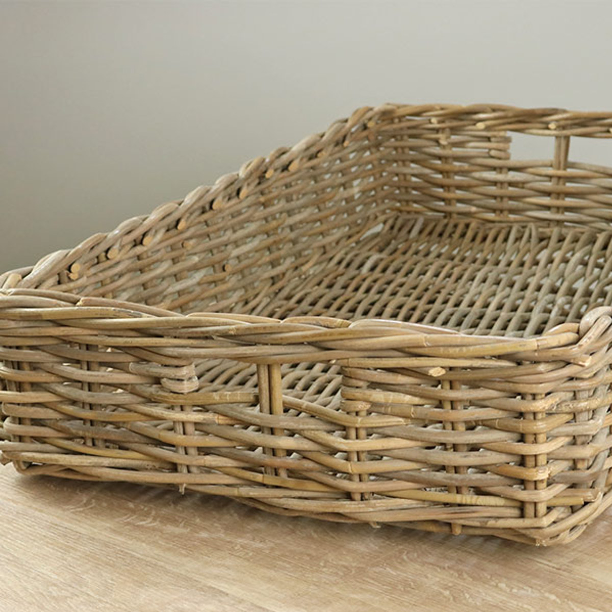 バスケット ラタン 幅75×奥行46×高さ15 持ち手付き かご 大きい