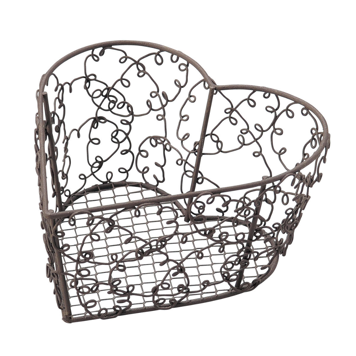 ちどり産業 バスケット ハート型 小物入れ 約 幅14×奥行14×高さ7cm