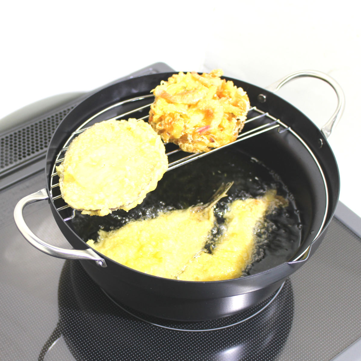 天ぷら鍋 24cm IH対応 鉄製 蓋付き 油の飛び散りにくい天ぷら鍋 日本製