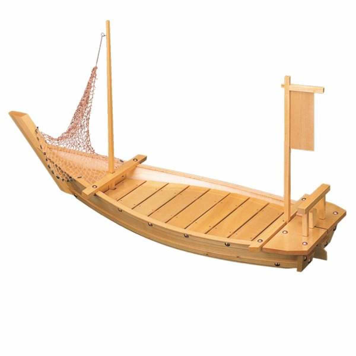 福井クラフト 盛器 木製 2.5尺 玄海大漁舟 網付き 舟形 皿 食器 刺身