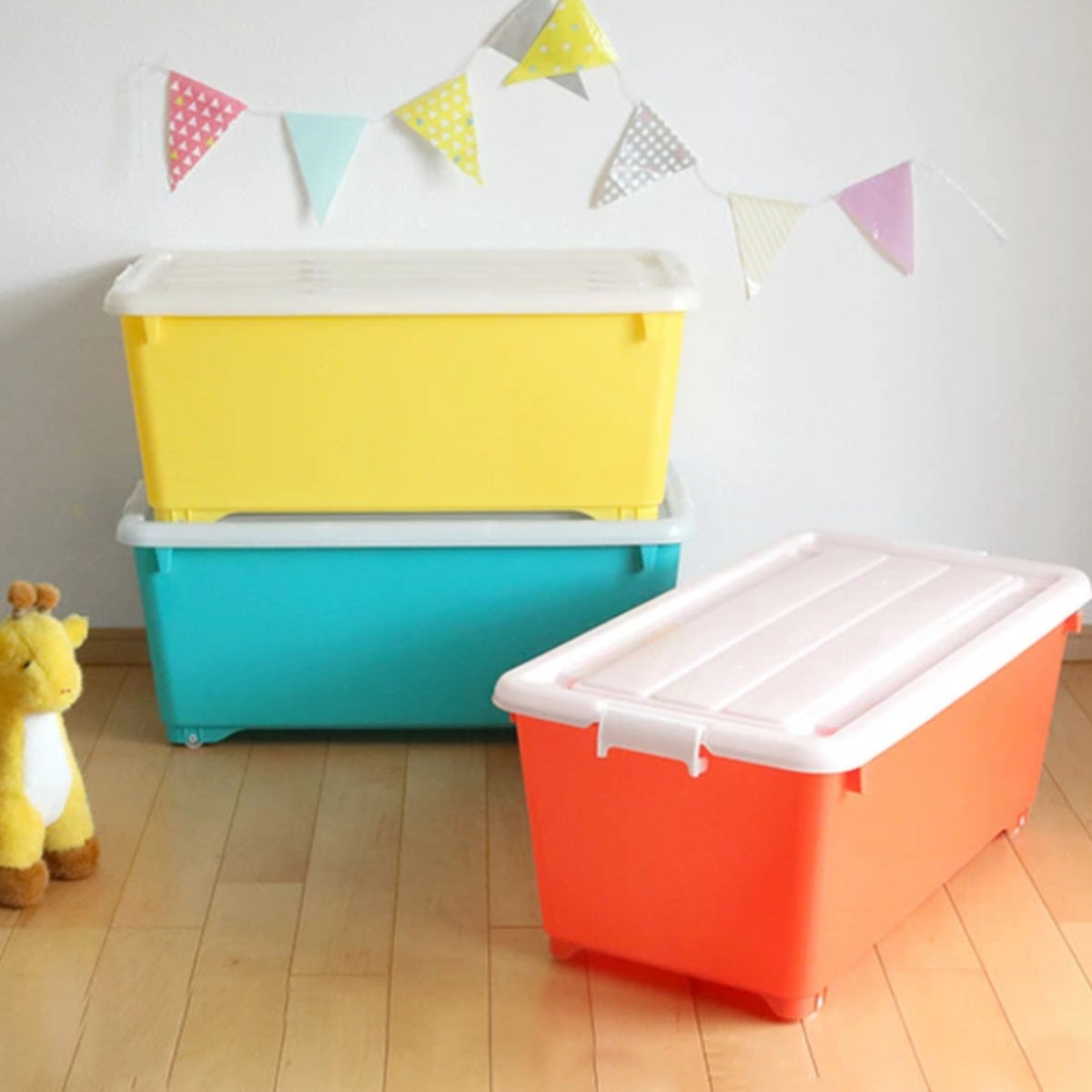 JEJアステージ 収納ボックス ふた付き 同色2個セット 約 幅40×奥行74