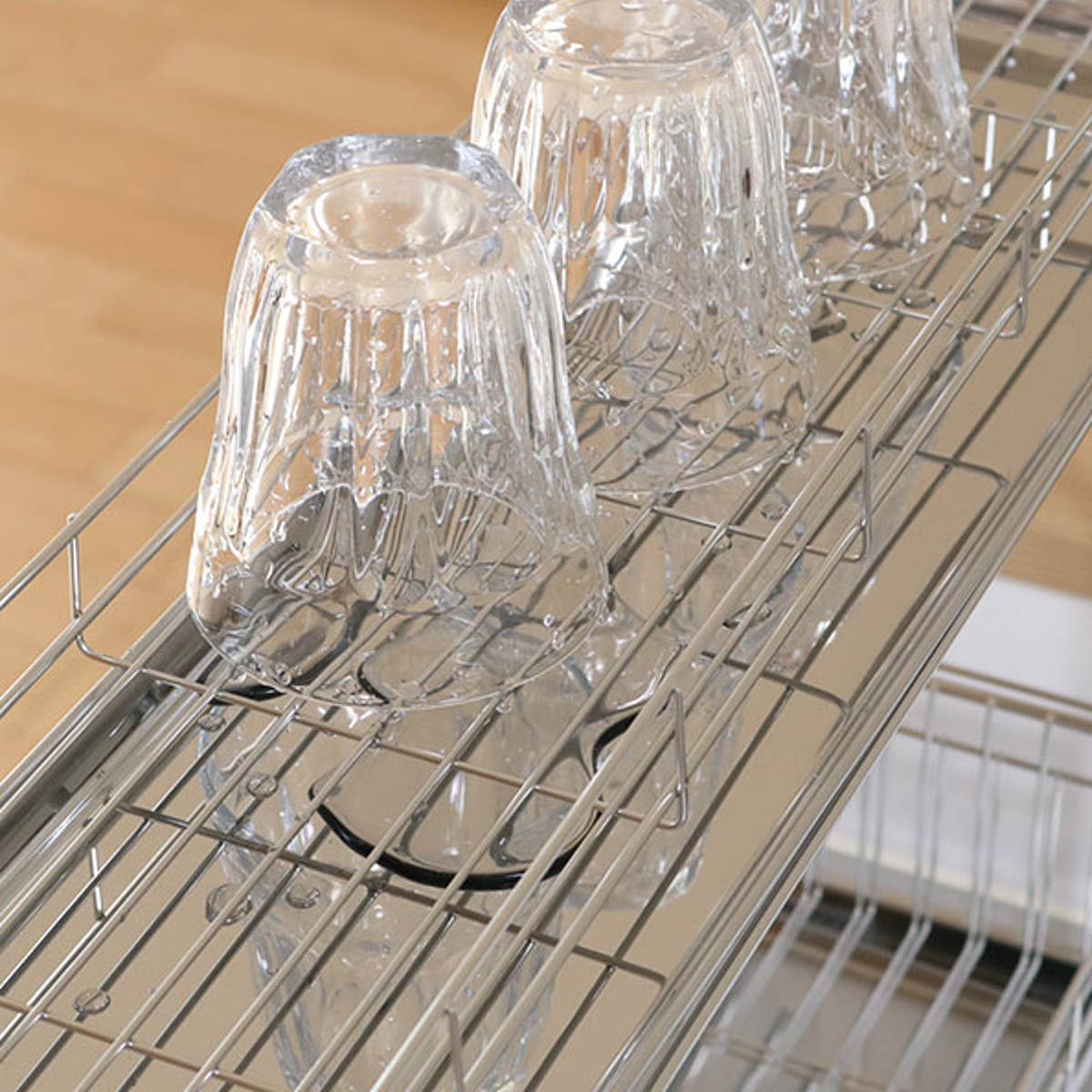 ヨシカワ 水切りラック シンクサイド 幅の広がる2段水切り 幅15cm×奥行