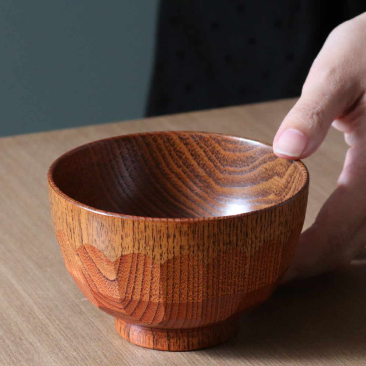 汁椀 木製 270ml 亀甲木目 漆 天然木 食器 同色6個セット （ お椀 椀