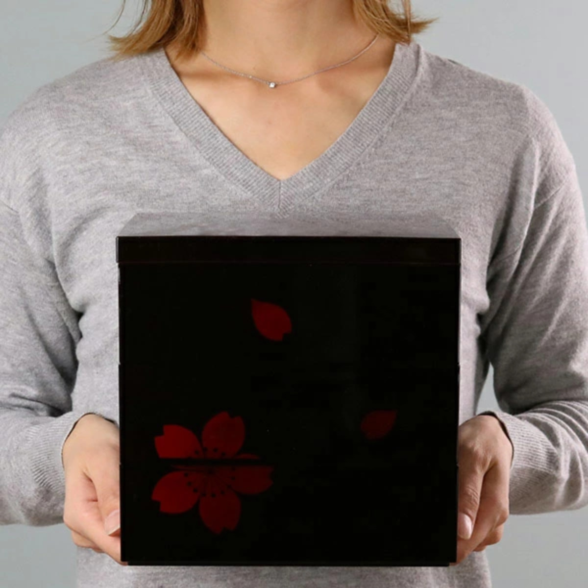 宮本産業 お重 6.5寸 三段重 透き絵 さくら クリーンコート加工 （ お