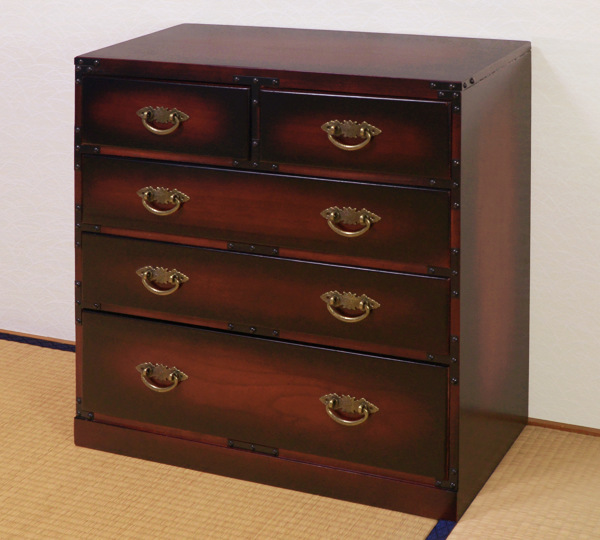 ミヤグチ企販 チェスト 4段 民芸調たんす 古美調引手 幅67cm （ 箪笥