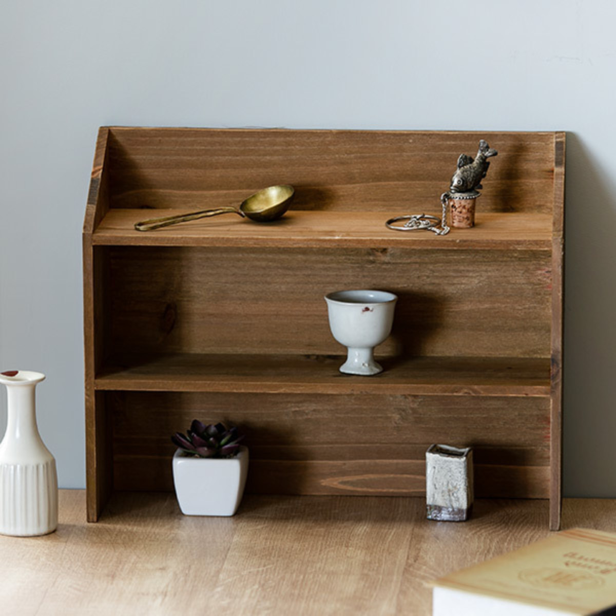 ラック 2段 幅35×奥行10×高さ28cm 小物収納 ドゥー 木製 棚 （ 飾り棚