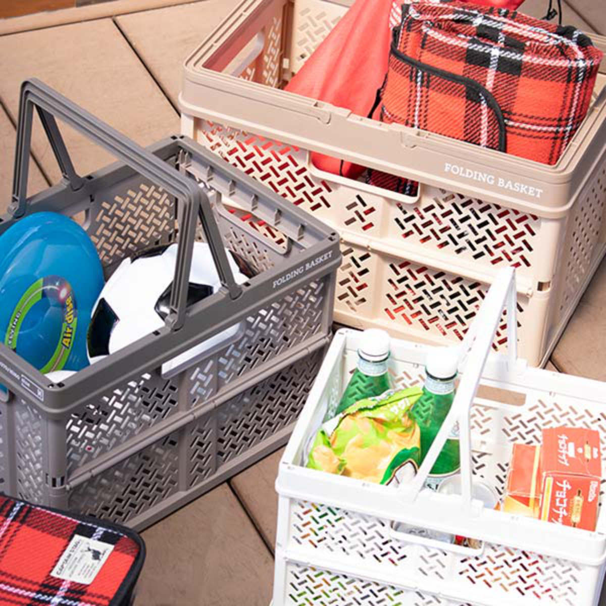 天馬 収納ボックス 幅46×奥行31×高さ28cm 折りたたみ カゴ バスケット
