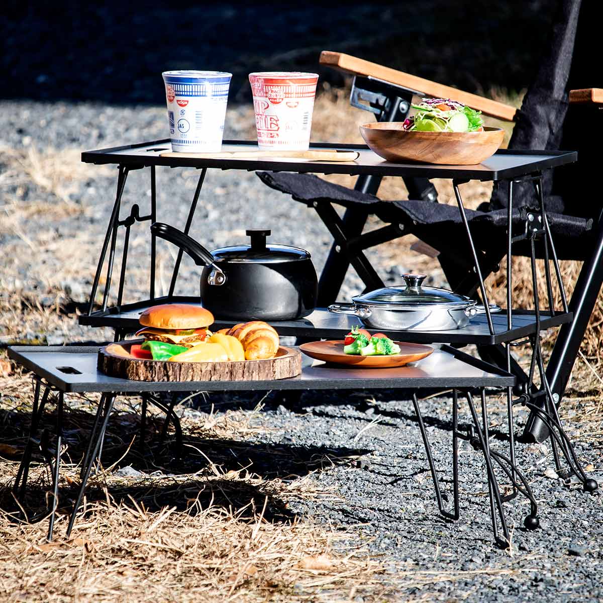 SANKA アウトドアラック ローテーブル シェルフ 2way 軽量 ベリアス