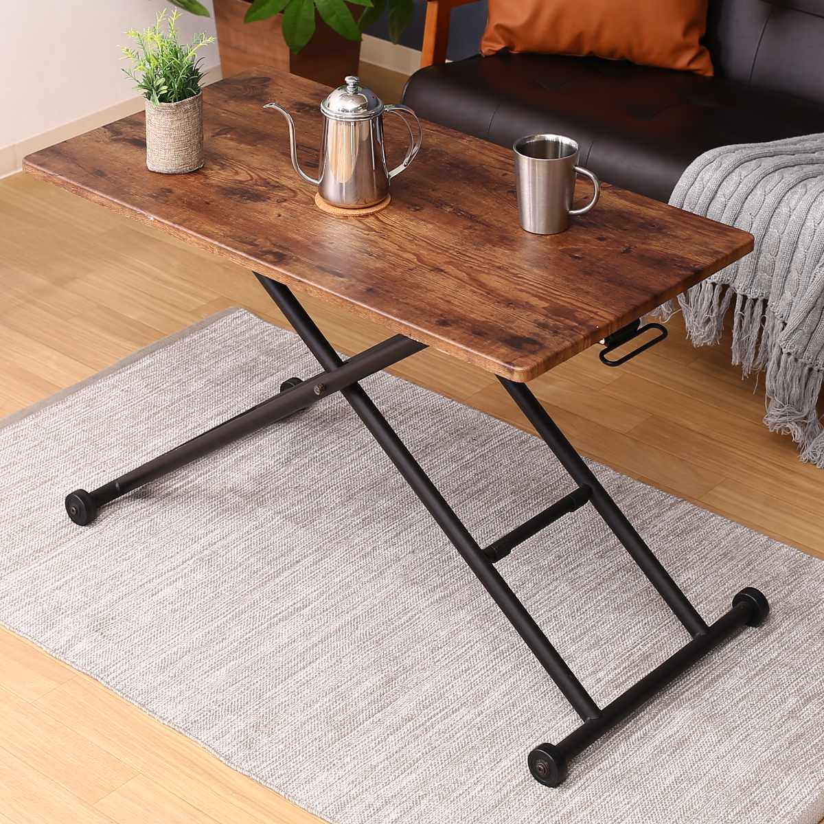 不二貿易（Fuji Boeki） 昇降テーブル 幅90cm 高さ調整 レバー式