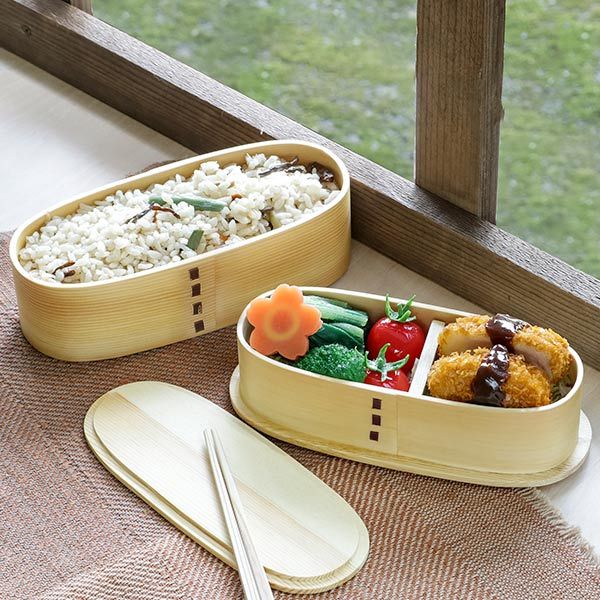 弁当箱 曲げわっぱ 2段 700ml スリム 入れ子 （ 木製 ランチボックス