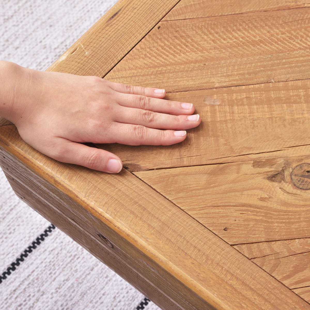 東谷 センターテーブル 幅125cm 木製 天然木 古材 ヘリンボーン