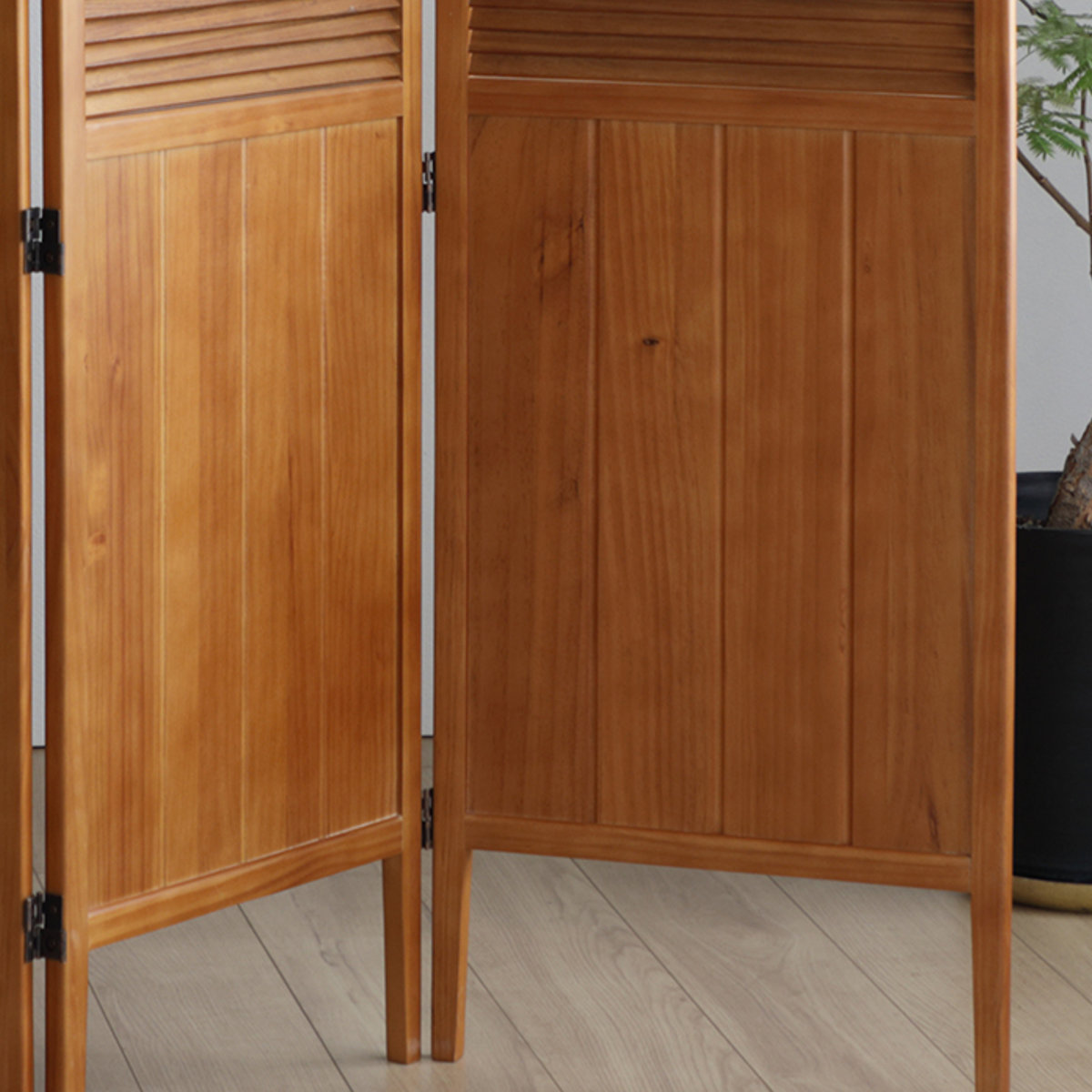 弘益 パーテーション 高さ135cm 3連 三つ折り 衝立 ココア 天然木