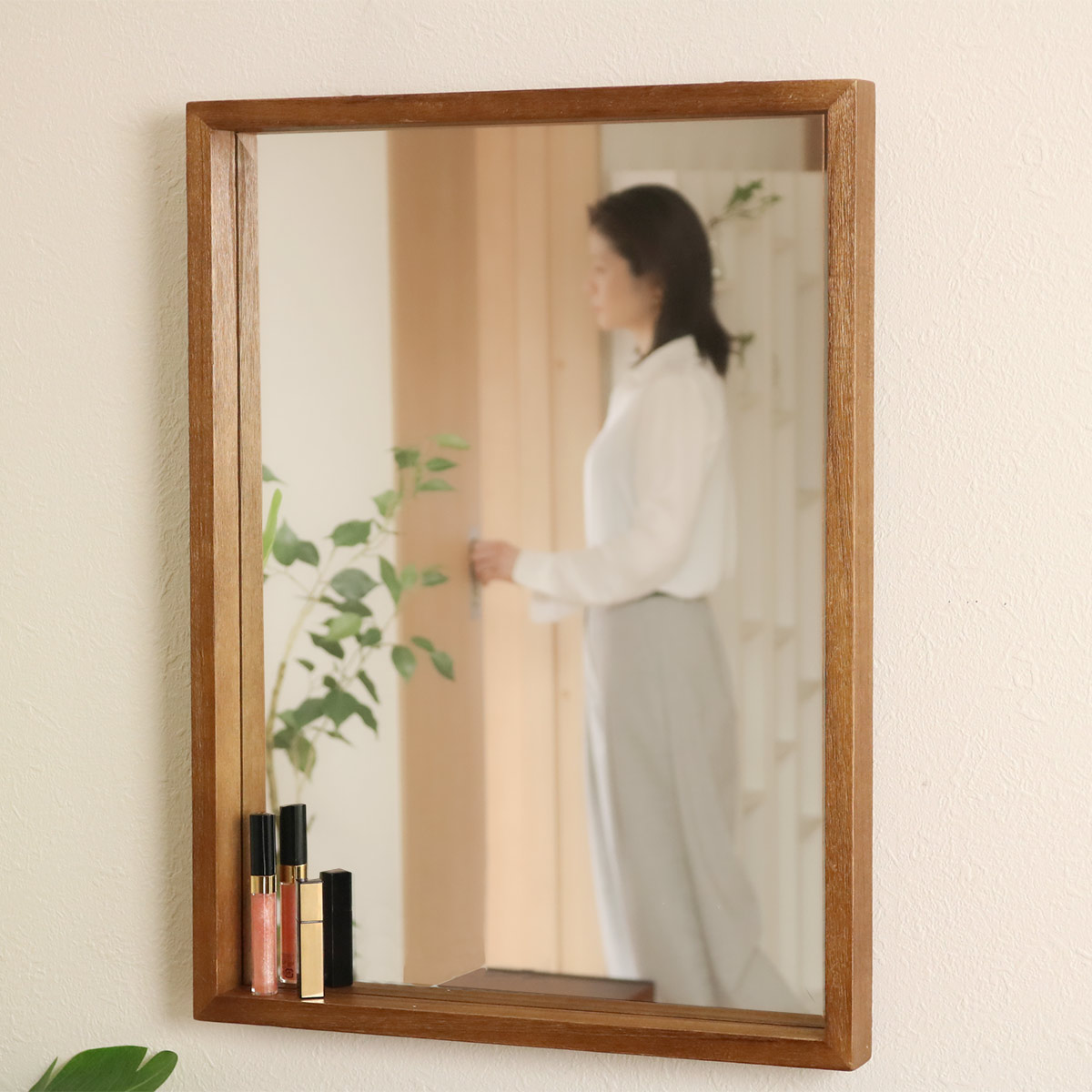 ボックスミラー 幅45cm Paulo 木製 桐 壁掛け （ 鏡 ミラー 壁掛け