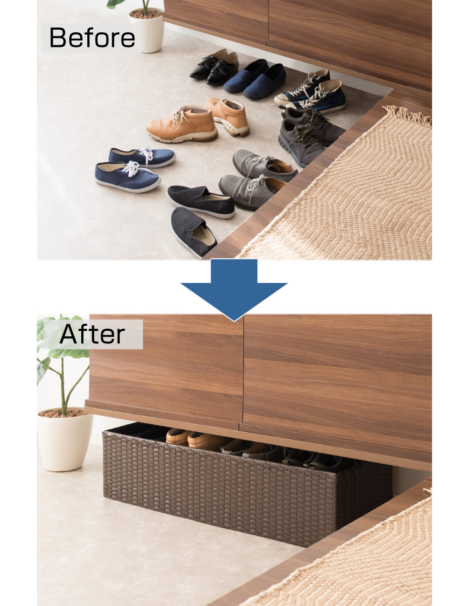 宮武製作所 シューズラック Carton 下駄箱下 ラタン調 （ 玄関収納