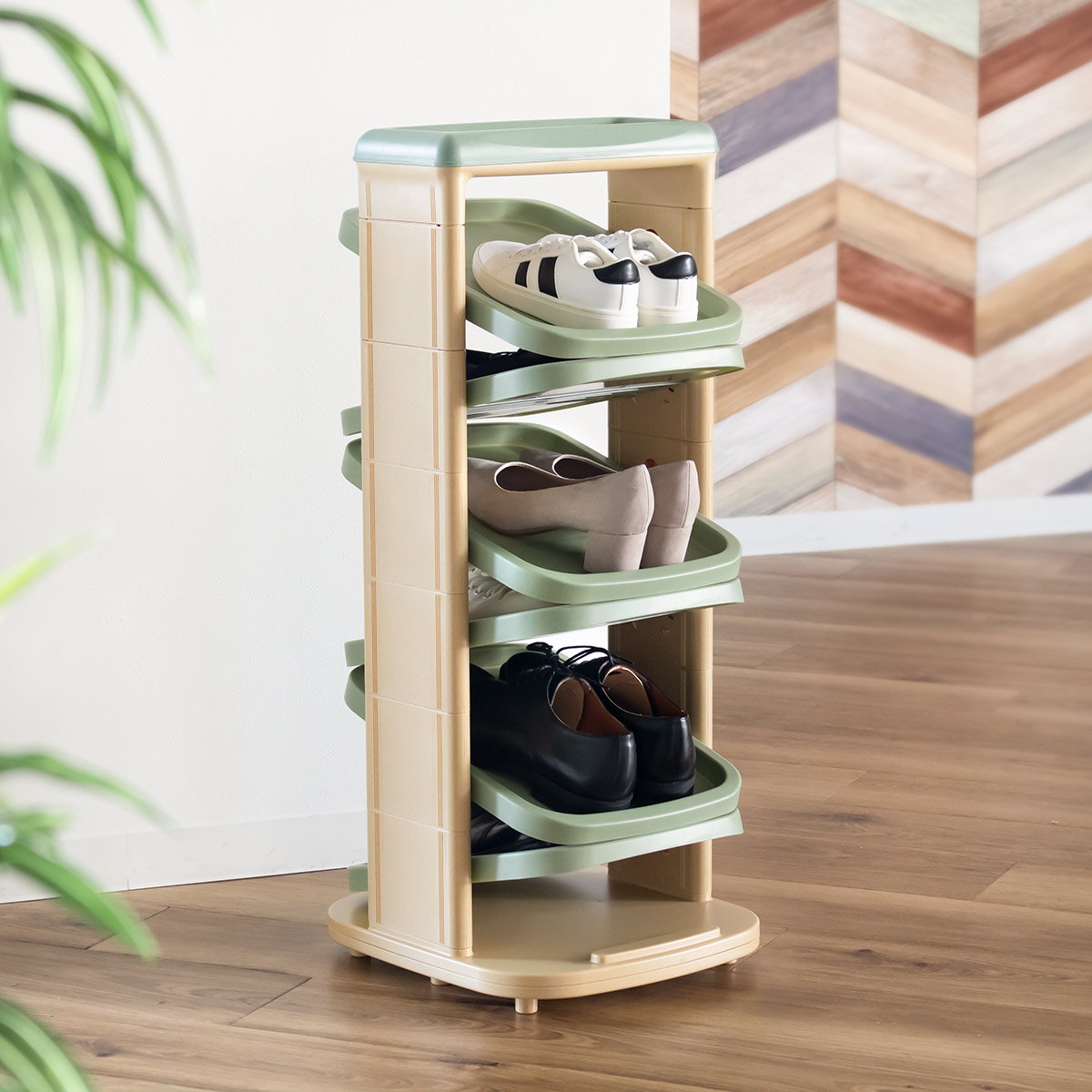 伊勢藤 シューズラック ソルダー 6段 回転 省 スペース （ 下駄箱 靴