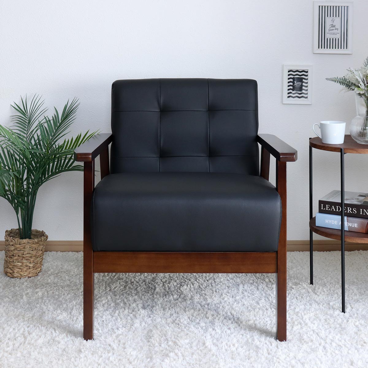 クロシオ ソファ 一人掛け 幅64.5cm 天然木 肘掛け ファブリック お