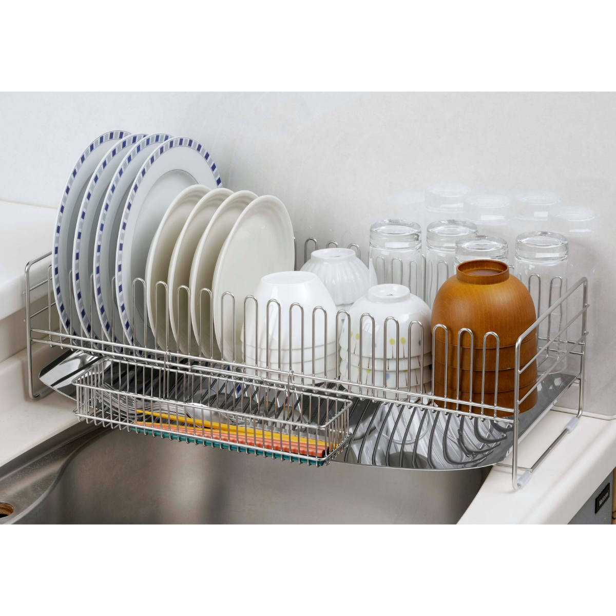 下村企販 水切りラック TSUBAME 水切りバスケット ロングワイド