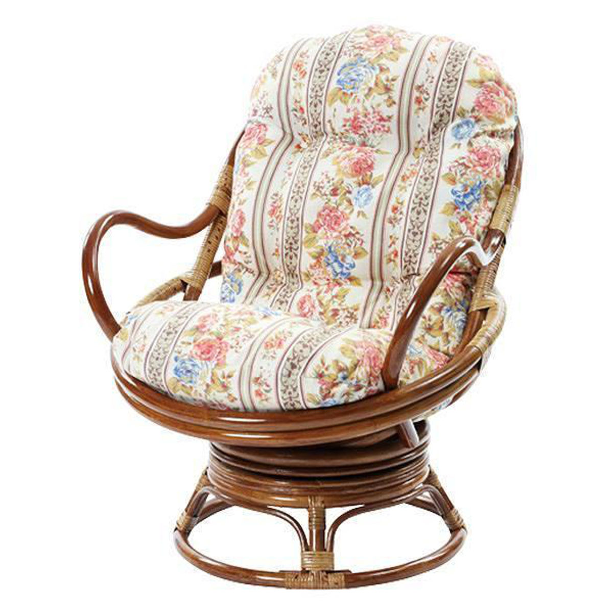 籐 回転座椅子 チェア クッション付 ラタン製 籐家具 座面高35cm