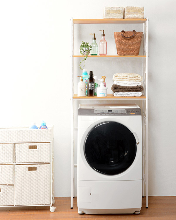 HAGiHARA（萩原） 洗濯機ラック アイアンフレーム ランドリー収納 幅