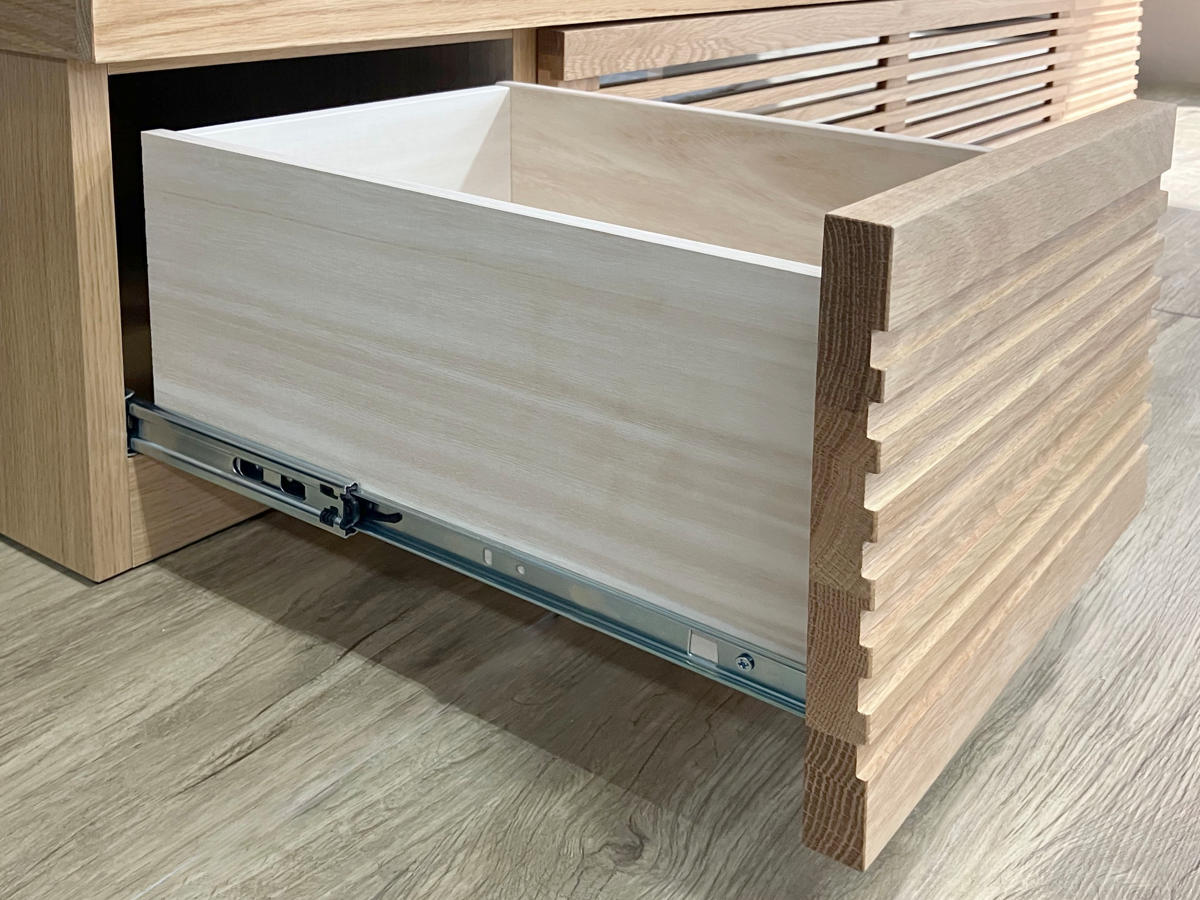 吉桂 テレビ台 幅180cm ローボード ルーバーデザイン 天然木前板 ROOK