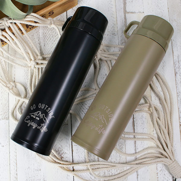 モンテ 水筒 キャプテンスタッグ 直飲み コップ 2way ダブルステンレス