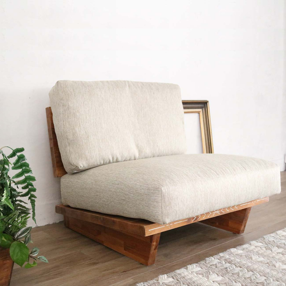 ソファ 1人掛け 幅80cm ハワイアンリゾート風 天然木フレーム Ohana