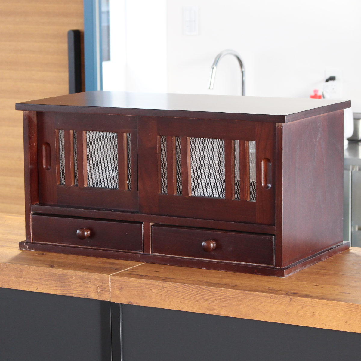 谷村実業 カウンターラック 桐製 幅60cm はい帳 両面引き戸 （ 蠅帳 蝿