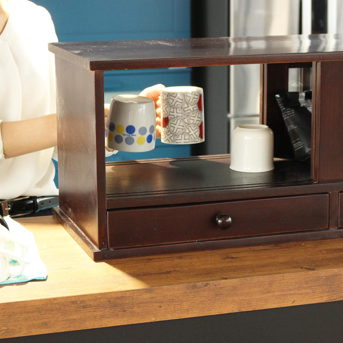 谷村実業 カウンターラック 桐製 幅80cm はい帳 両面引き戸 （ 蠅帳 蝿