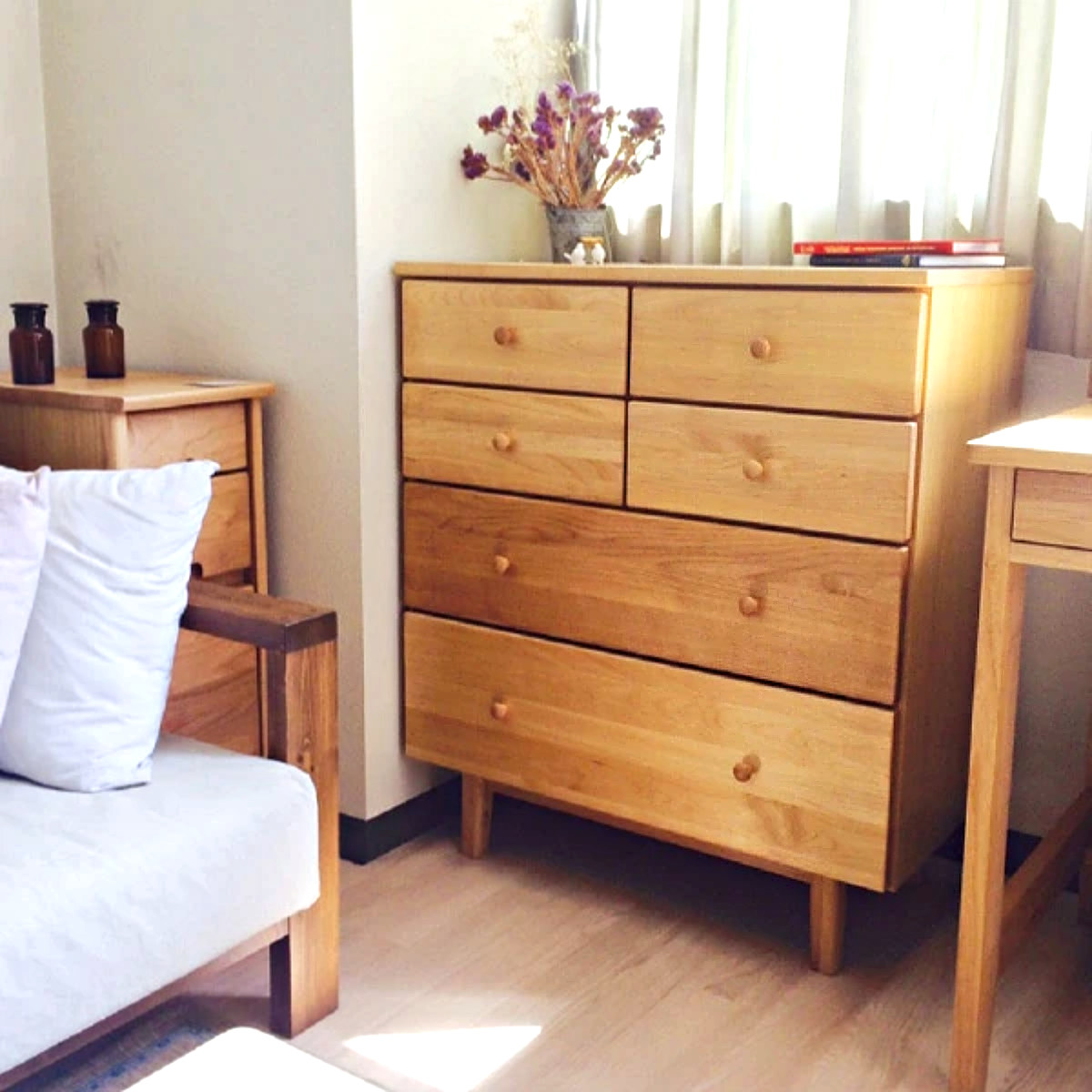 吉桂 ミドルチェスト 幅77cm 4段 天然木 アルダー 無垢材 完成品 ROPA