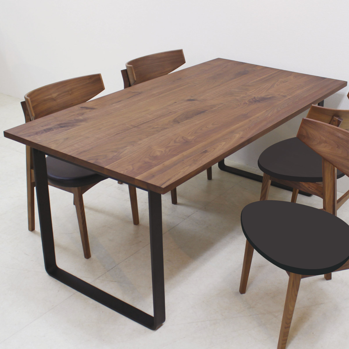 ダイニングテーブル 幅160cm ウォールナット ロの字脚タイプ 天然木