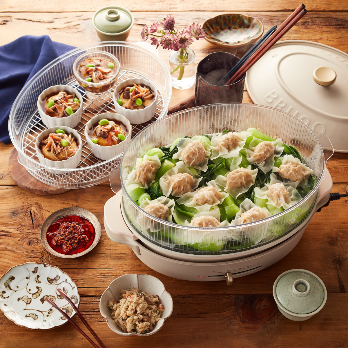 BRUNO crassy+ スチーマー 2段 オーバルホットプレート専用 蒸し器